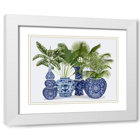 Chinoiserie Vase Group 1 White Modern Wood Framed Art Print with Double Matting by Fab Funky