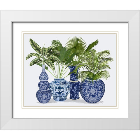 Chinoiserie Vase Group 1 White Modern Wood Framed Art Print with Double Matting by Fab Funky