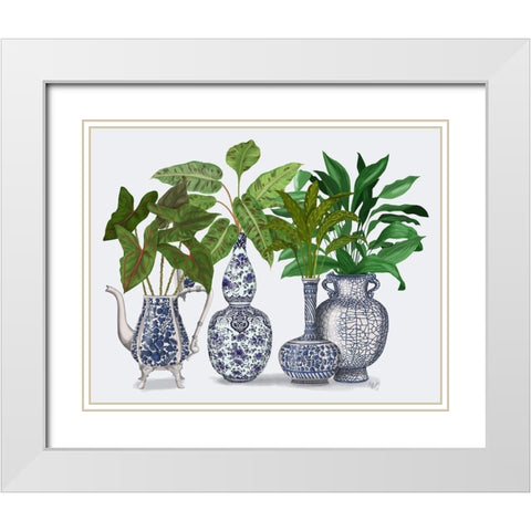 Chinoiserie Vase Group 2 White Modern Wood Framed Art Print with Double Matting by Fab Funky