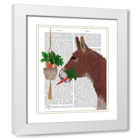 Donkey Lunch Book Print White Modern Wood Framed Art Print with Double Matting by Fab Funky
