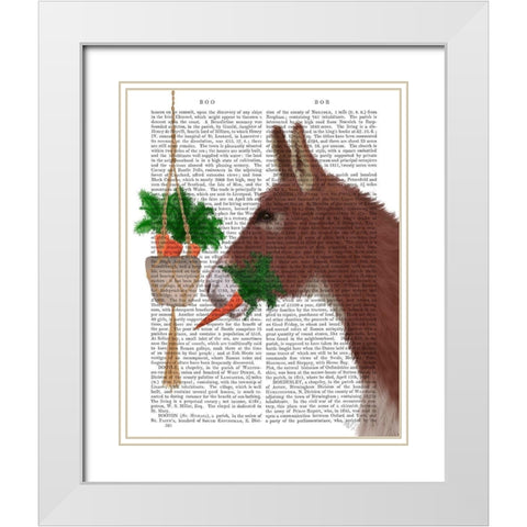 Donkey Lunch Book Print White Modern Wood Framed Art Print with Double Matting by Fab Funky