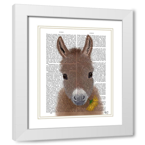 Donkey Yellow Flower Book Print White Modern Wood Framed Art Print with Double Matting by Fab Funky