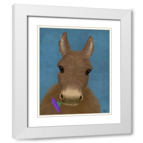 Donkey Purple Flower White Modern Wood Framed Art Print with Double Matting by Fab Funky