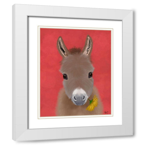 Donkey Yellow Flower White Modern Wood Framed Art Print with Double Matting by Fab Funky