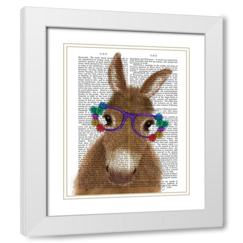 Donkey Purple Flower Glasses Book Print White Modern Wood Framed Art Print with Double Matting by Fab Funky