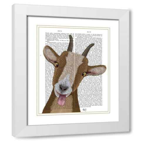 Funny Farm Goat 3 Book Print White Modern Wood Framed Art Print with Double Matting by Fab Funky