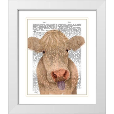Funny Farm Cow 1 Book Print White Modern Wood Framed Art Print with Double Matting by Fab Funky
