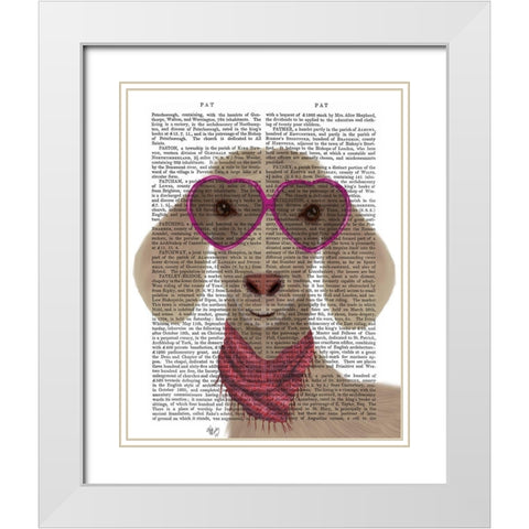 Goat Heart Glasses Book Print White Modern Wood Framed Art Print with Double Matting by Fab Funky