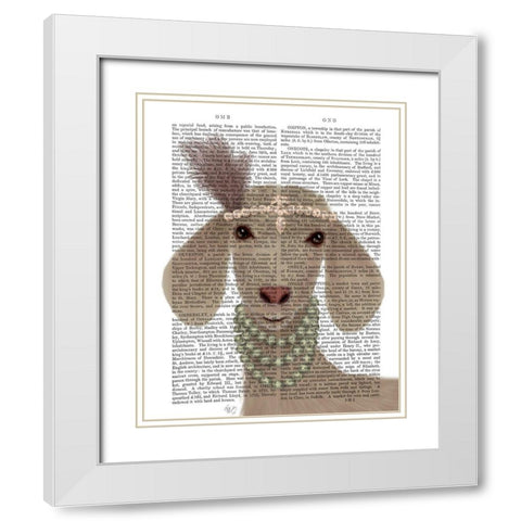 Posh White Goat Book Print White Modern Wood Framed Art Print with Double Matting by Fab Funky