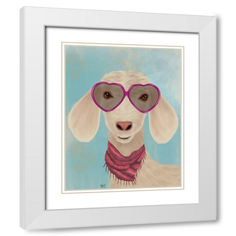 Goat Heart Glasses White Modern Wood Framed Art Print with Double Matting by Fab Funky