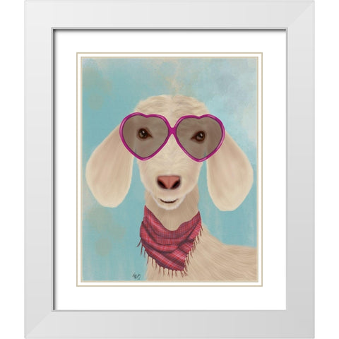 Goat Heart Glasses White Modern Wood Framed Art Print with Double Matting by Fab Funky