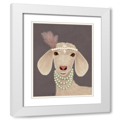 Posh White Goat White Modern Wood Framed Art Print with Double Matting by Fab Funky