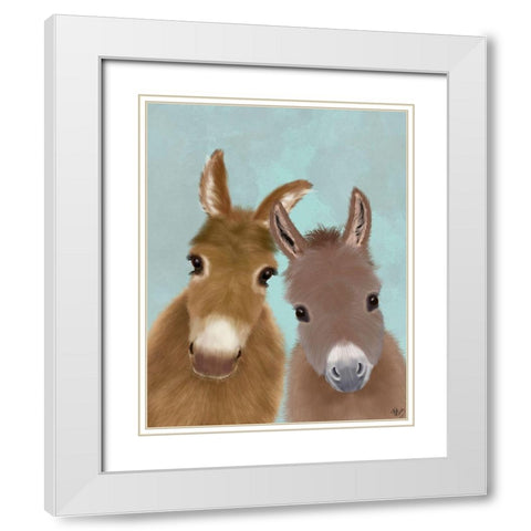 Donkey Duo, Looking at You White Modern Wood Framed Art Print with Double Matting by Fab Funky