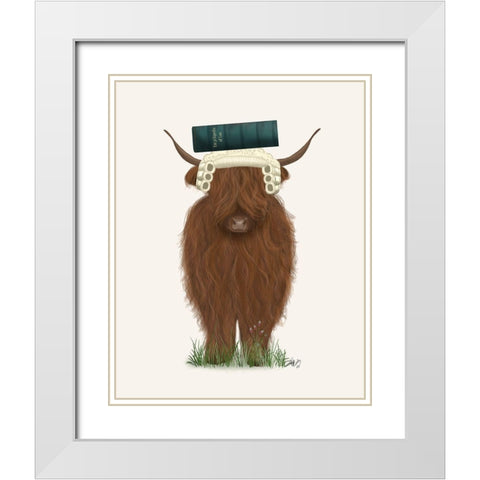 Highland Cow Lawyer White Modern Wood Framed Art Print with Double Matting by Fab Funky
