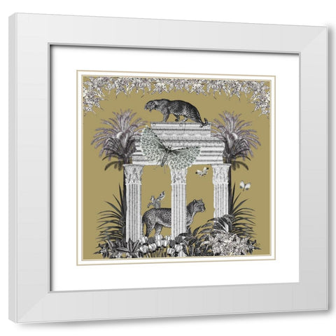 Livoris Feritas Leopard Design, Square White Modern Wood Framed Art Print with Double Matting by Fab Funky