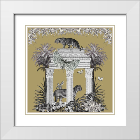 Livoris Feritas Leopard Design, Square White Modern Wood Framed Art Print with Double Matting by Fab Funky