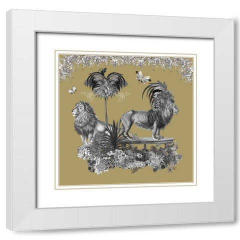 Livoris Feritas Lion Design, Square White Modern Wood Framed Art Print with Double Matting by Fab Funky