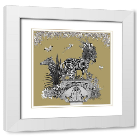 Livoris Feritas Zebra Design, Square White Modern Wood Framed Art Print with Double Matting by Fab Funky