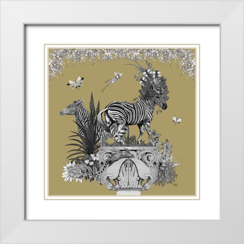 Livoris Feritas Zebra Design, Square White Modern Wood Framed Art Print with Double Matting by Fab Funky