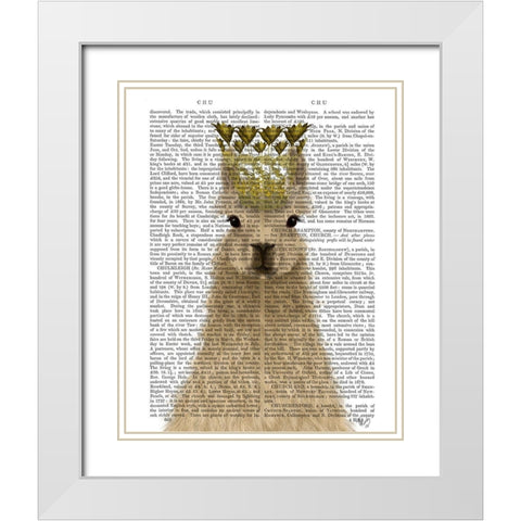 Llama Queen Book Print White Modern Wood Framed Art Print with Double Matting by Fab Funky