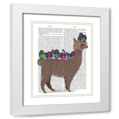 Llama Owls, Full Book Print White Modern Wood Framed Art Print with Double Matting by Fab Funky