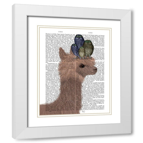 Llama Owls, Portrait Book Print White Modern Wood Framed Art Print with Double Matting by Fab Funky