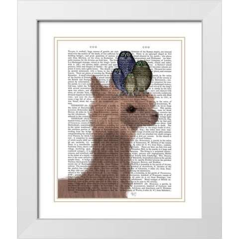 Llama Owls, Portrait Book Print White Modern Wood Framed Art Print with Double Matting by Fab Funky