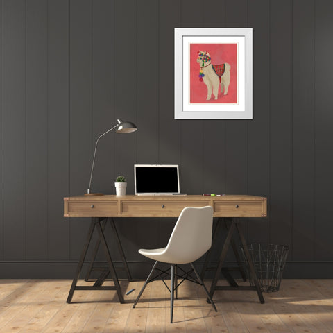 Llama Traditional 2, Full White Modern Wood Framed Art Print with Double Matting by Fab Funky