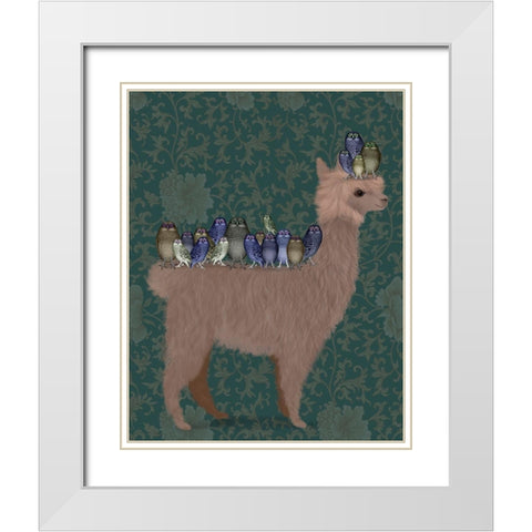 Llama Owls, Full White Modern Wood Framed Art Print with Double Matting by Fab Funky
