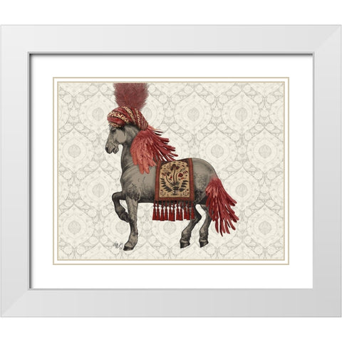 Niraj Horse, Red White Modern Wood Framed Art Print with Double Matting by Fab Funky