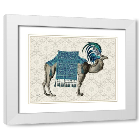 Niraj Camel, Blue White Modern Wood Framed Art Print with Double Matting by Fab Funky