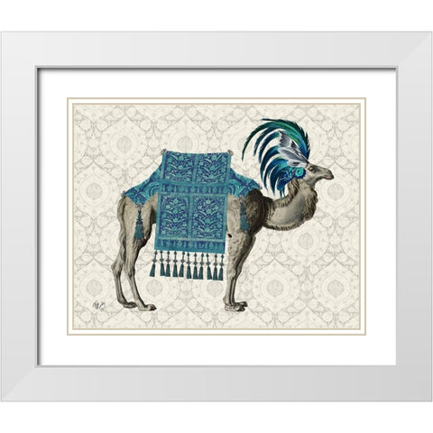 Niraj Camel, Blue White Modern Wood Framed Art Print with Double Matting by Fab Funky