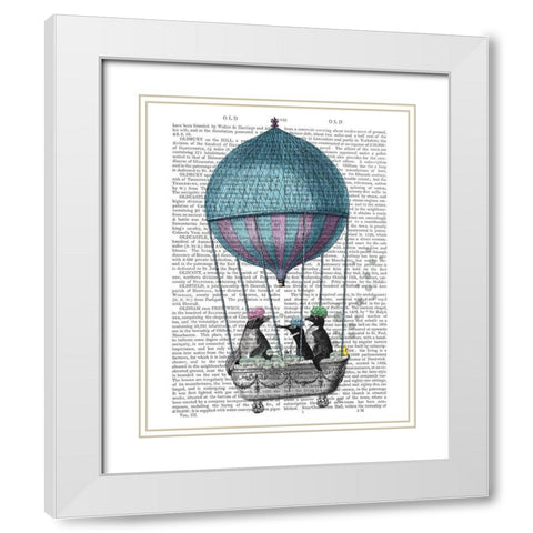 Penguins in Balloon Bath Book Print White Modern Wood Framed Art Print with Double Matting by Fab Funky