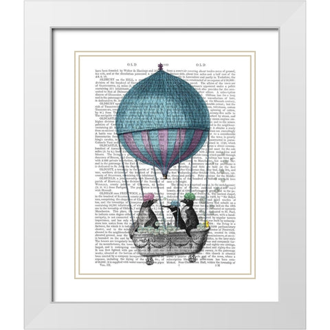Penguins in Balloon Bath Book Print White Modern Wood Framed Art Print with Double Matting by Fab Funky