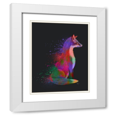 Neon Fox White Modern Wood Framed Art Print with Double Matting by Fab Funky