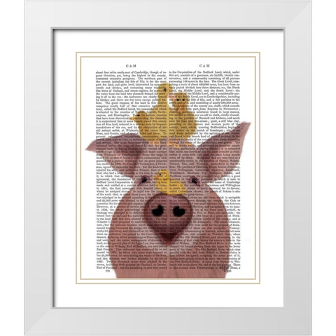 Pig and Ducklings Book Print White Modern Wood Framed Art Print with Double Matting by Fab Funky