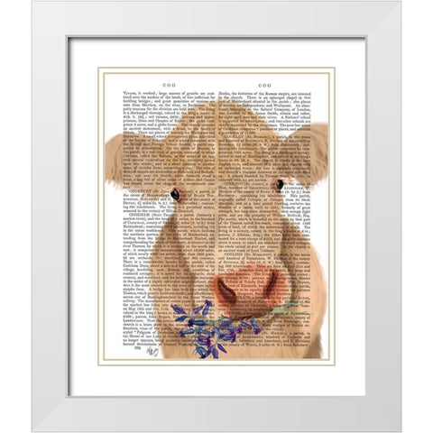 Cow Cream, Bluebells Book Print White Modern Wood Framed Art Print with Double Matting by Fab Funky