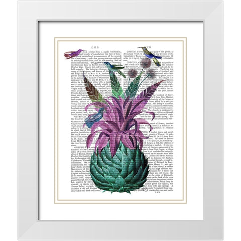Tropical Artichoke Book Print White Modern Wood Framed Art Print with Double Matting by Fab Funky
