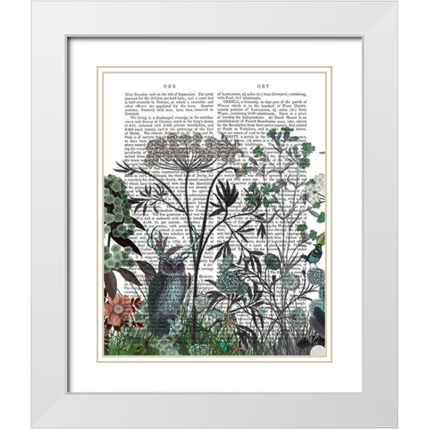 Wildflower Bloom, Owl Book Print White Modern Wood Framed Art Print with Double Matting by Fab Funky