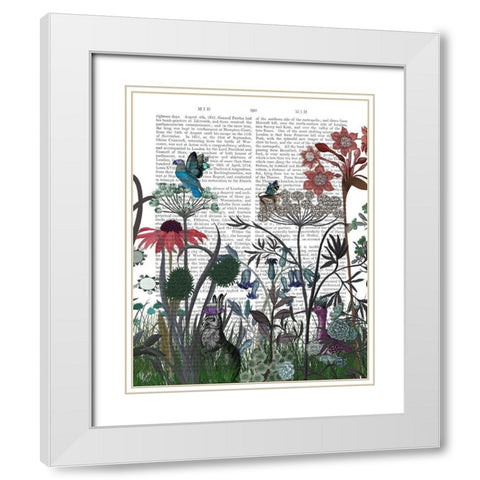 Wildflower Bloom, Rabbit Book Print White Modern Wood Framed Art Print with Double Matting by Fab Funky
