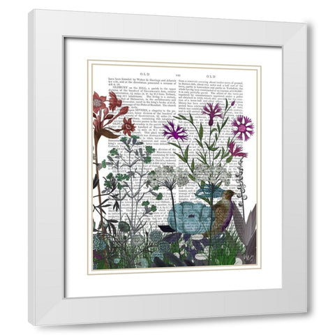 Wildflower Bloom, Partridge Book Print White Modern Wood Framed Art Print with Double Matting by Fab Funky