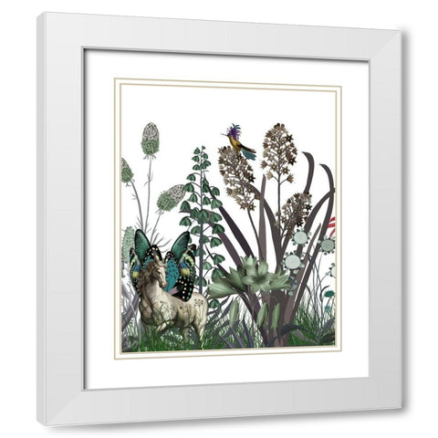 Wildflower Bloom, Horse White Modern Wood Framed Art Print with Double Matting by Fab Funky