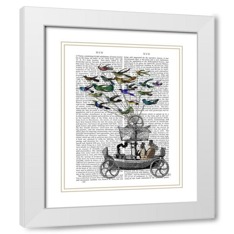 Bird Boat Book Print White Modern Wood Framed Art Print with Double Matting by Fab Funky