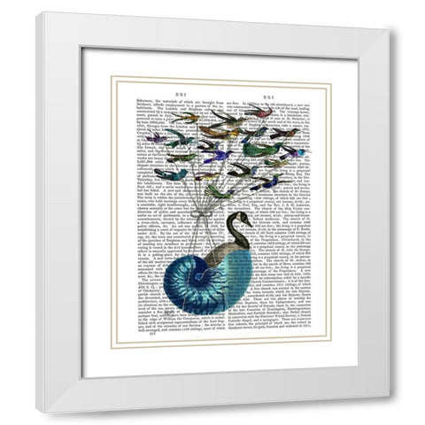 Goose Hot Air Balloon Book Print White Modern Wood Framed Art Print with Double Matting by Fab Funky