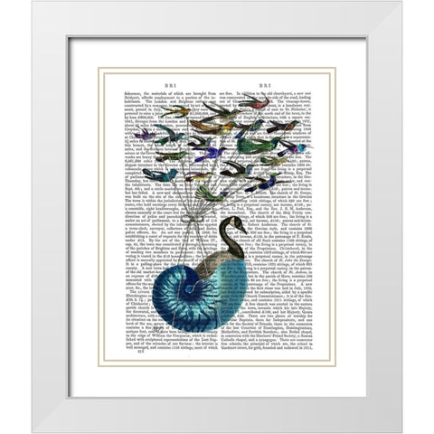 Goose Hot Air Balloon Book Print White Modern Wood Framed Art Print with Double Matting by Fab Funky