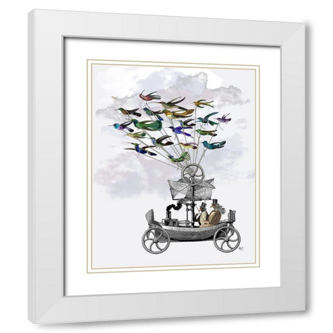 Bird Boat White Modern Wood Framed Art Print with Double Matting by Fab Funky