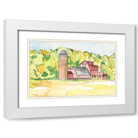 Barn Vista I White Modern Wood Framed Art Print with Double Matting by Moore, Regina