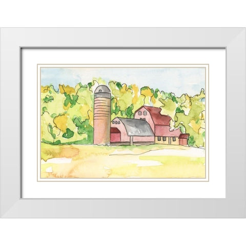 Barn Vista I White Modern Wood Framed Art Print with Double Matting by Moore, Regina