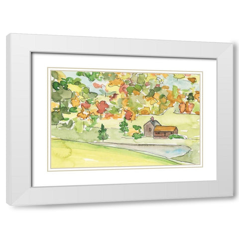 Barn Vista V White Modern Wood Framed Art Print with Double Matting by Moore, Regina