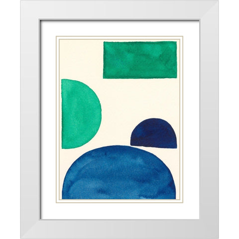 Elementary Shapes I White Modern Wood Framed Art Print with Double Matting by Moore, Regina